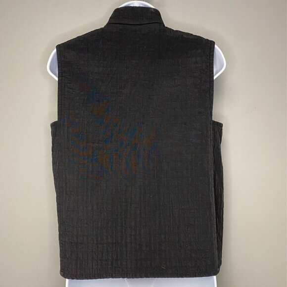 Eileen Fisher Petite Lightweight Lined Full Zip Black Vest Women's Size Small - Picture 2 of 7